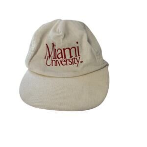 Miami University Vintage White Baseball Cap Corduroy Maroon Embroidered